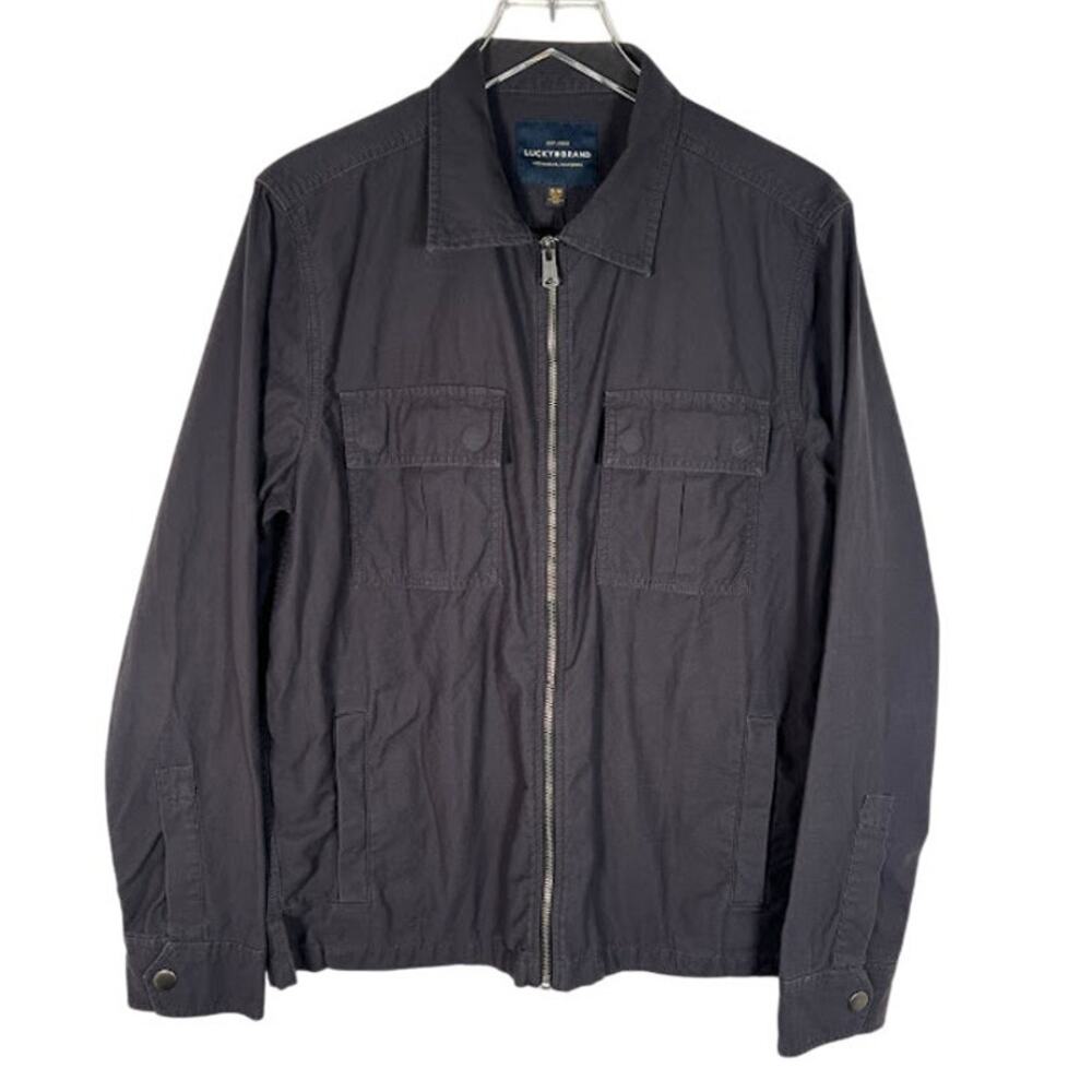 Lucky Brand Men's Utility Jacket M Gray Full Zip Cotton Outdoor Workwear